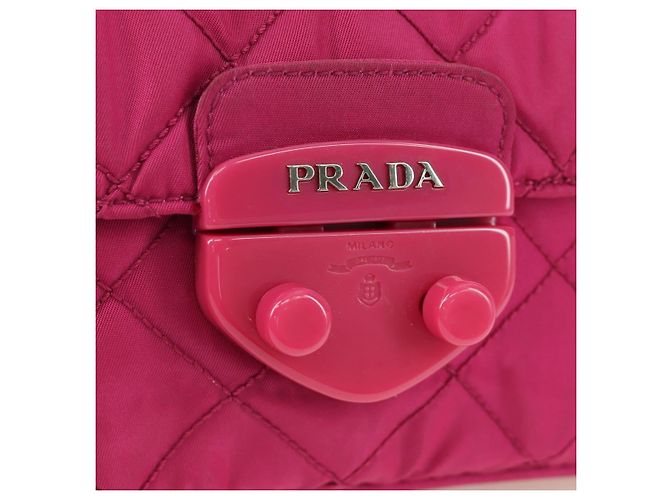 PRADA Borsa a Spalla con Catena Nylon Rosa Argento Auth 165354V - vista 15