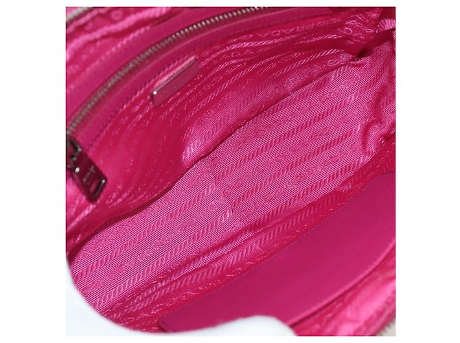 PRADA Borsa a Spalla con Catena Nylon Rosa Argento Auth 165354V - vista 21