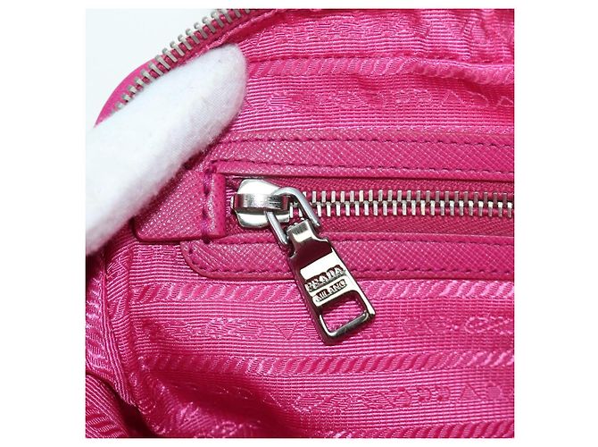 PRADA Borsa a Spalla con Catena Nylon Rosa Argento Auth 165354V - vista 24