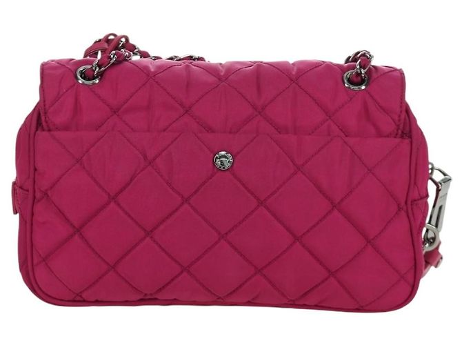 PRADA Borsa a Spalla con Catena Nylon Rosa Argento Auth 165354V - vista 3