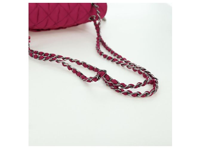 PRADA Borsa a Spalla con Catena Nylon Rosa Argento Auth 165354V - vista 7