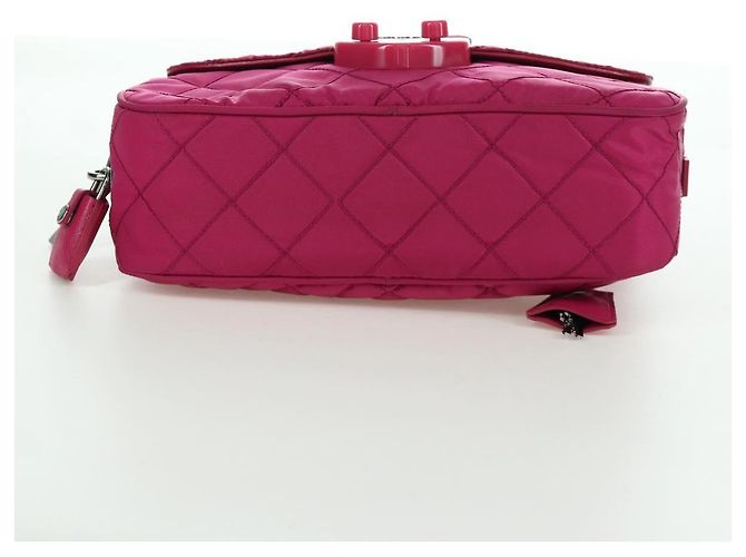 PRADA Borsa a Spalla con Catena Nylon Rosa Argento Auth 165354V - vista 9