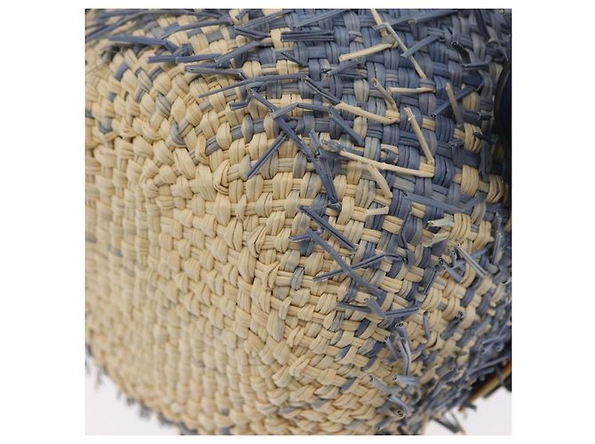 Borsa LOEWE Basket Blow Fish in rafia azzurro chiaro Auth 166244SM Blu chiaro - vista 16