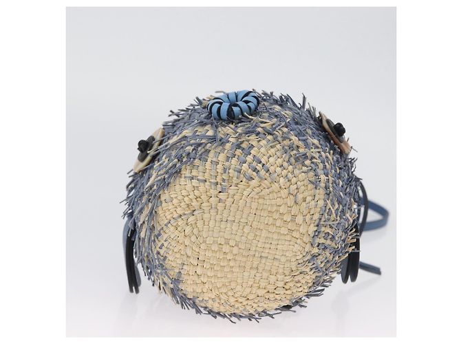 Borsa LOEWE Basket Blow Fish in rafia azzurro chiaro Auth 166244SM Blu chiaro - vista 5