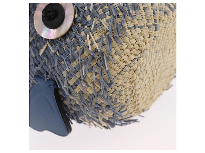 Borsa LOEWE Basket Blow Fish in rafia azzurro chiaro Auth 166244SM Blu chiaro - vista 9