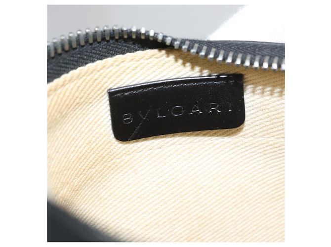 Bulgari Borsa a Spalla BVLGARI Logo Mania Canvas Nero Argento Auth 173542 - vista 16