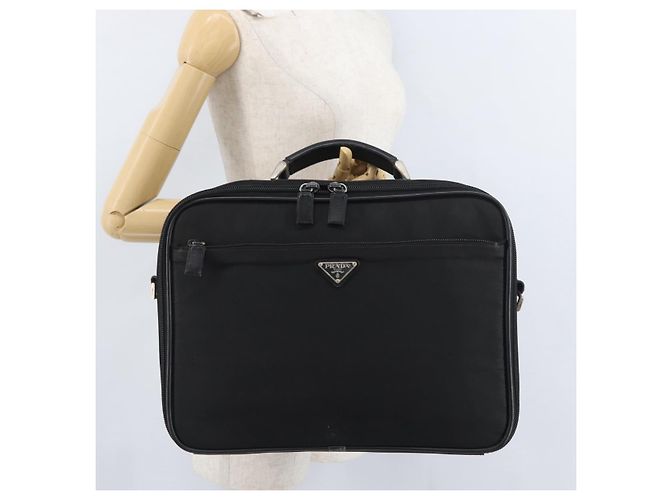 PRADA Hand Bag Nylon Black Silver Auth bs33447 Silvery - view 24