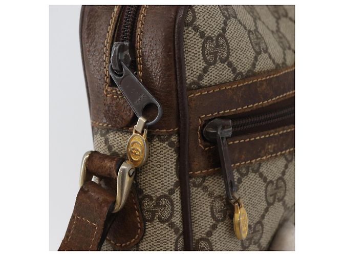 Borsa Sherry Line GG Supreme Web di GUCCI in PVC beige e oro 001 3654 5 Auth 172680 D'oro - vista 14