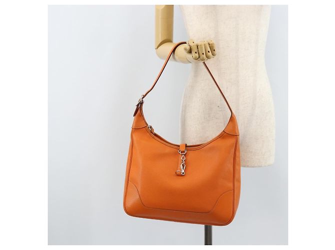 Hermès HERMES Trim 31 Borsa a Spalla in Pelle Arancione Argento Auth 168319V - vista 25