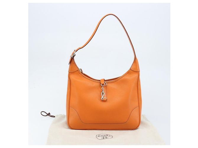 Hermès HERMES Trim 31 Borsa a Spalla in Pelle Arancione Argento Auth 168319V - vista 26