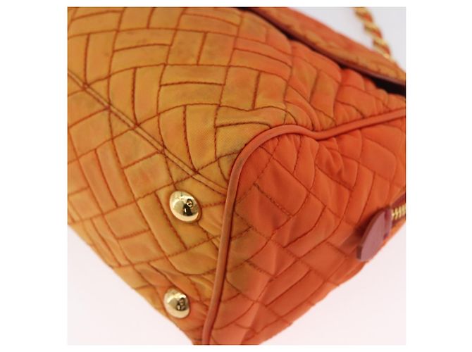PRADA Borsa a Spalla Trapuntata con Catena Nylon Arancione Oro Auth BA11028 D'oro - vista 11