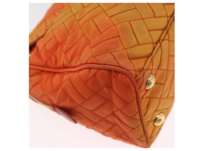 PRADA Borsa a Spalla Trapuntata con Catena Nylon Arancione Oro Auth BA11028 D'oro - vista 12