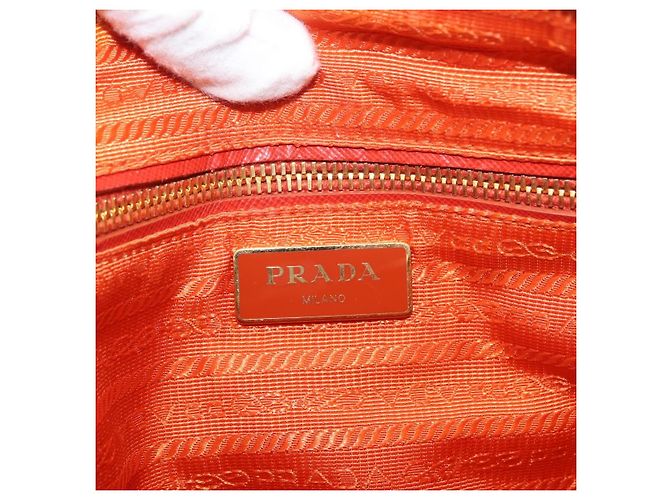 PRADA Borsa a Spalla Trapuntata con Catena Nylon Arancione Oro Auth BA11028 D'oro - vista 17