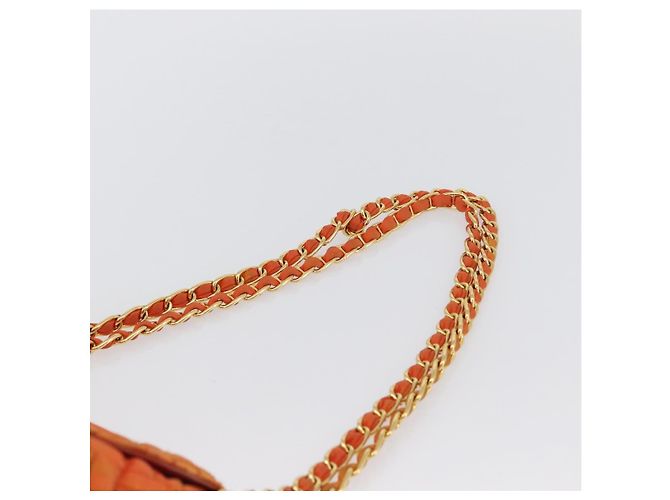PRADA Borsa a Spalla Trapuntata con Catena Nylon Arancione Oro Auth BA11028 D'oro - vista 8