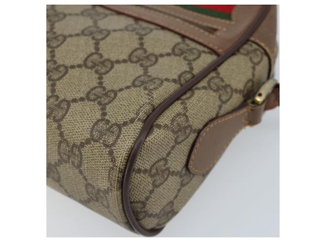 Borsa Sherry Line GG Supreme Web di GUCCI in PVC beige e oro 001 44 6655 Auth ARZ340 D'oro - vista 10