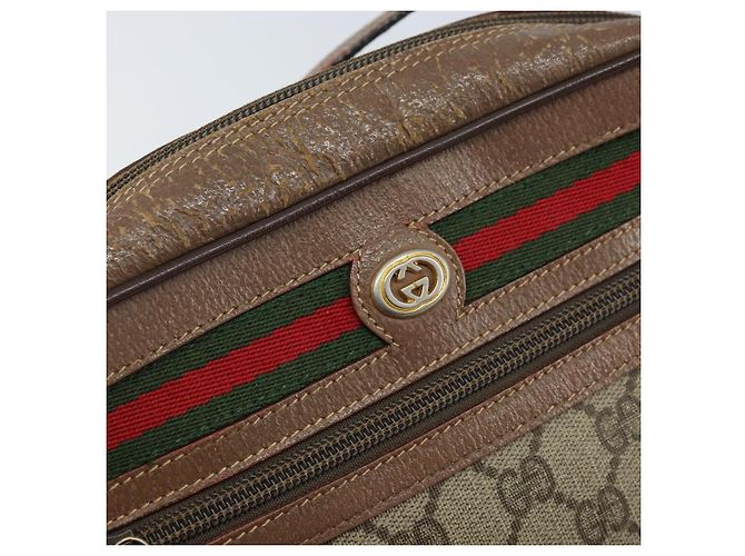 Borsa Sherry Line GG Supreme Web di GUCCI in PVC beige e oro 001 44 6655 Auth ARZ340 D'oro - vista 14