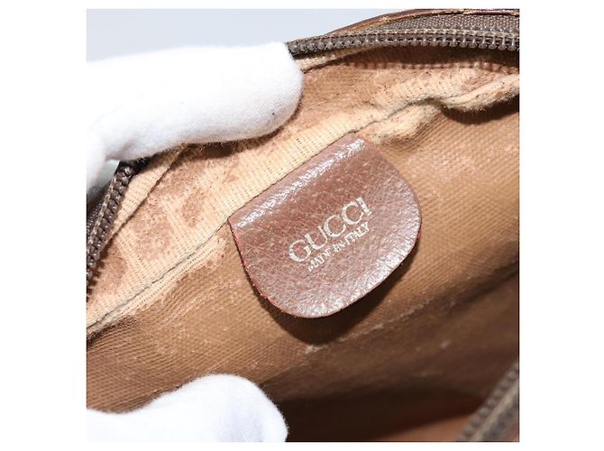 Borsa Sherry Line GG Supreme Web di GUCCI in PVC beige e oro 001 44 6655 Auth ARZ340 D'oro - vista 16