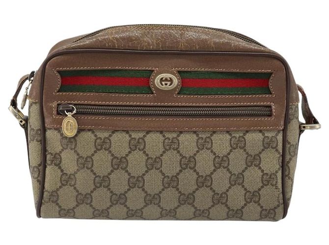 Borsa Sherry Line GG Supreme Web di GUCCI in PVC beige e oro 001 44 6655 Auth ARZ340 D'oro - vista 2
