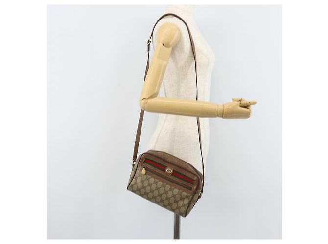 Borsa Sherry Line GG Supreme Web di GUCCI in PVC beige e oro 001 44 6655 Auth ARZ340 D'oro - vista 23