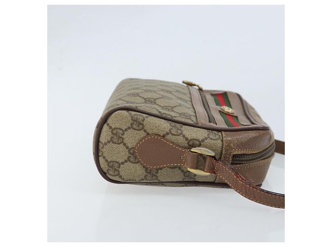 Borsa Sherry Line GG Supreme Web di GUCCI in PVC beige e oro 001 44 6655 Auth ARZ340 D'oro - vista 4