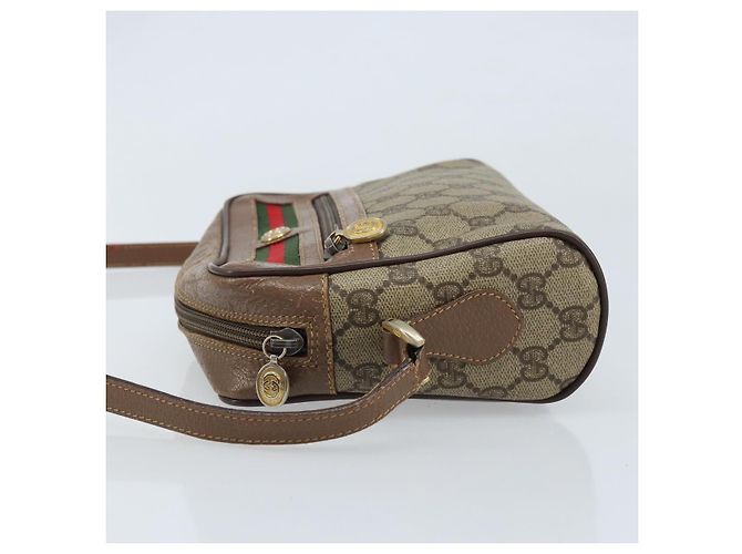 Borsa Sherry Line GG Supreme Web di GUCCI in PVC beige e oro 001 44 6655 Auth ARZ340 D'oro - vista 5