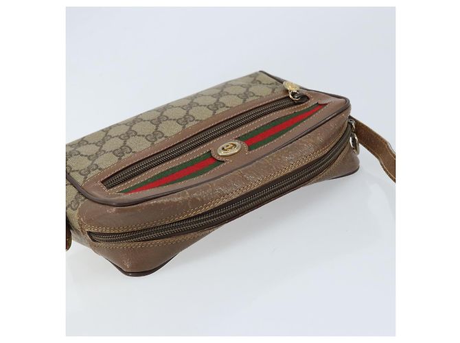 Borsa Sherry Line GG Supreme Web di GUCCI in PVC beige e oro 001 44 6655 Auth ARZ340 D'oro - vista 6