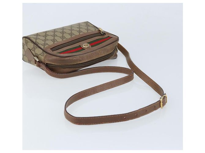 Borsa Sherry Line GG Supreme Web di GUCCI in PVC beige e oro 001 44 6655 Auth ARZ340 D'oro - vista 7