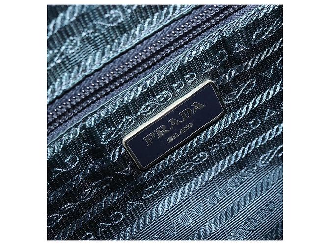 Borsa a Spalla PRADA in Nylon Blu Argento Auth ki6494 - vista 16