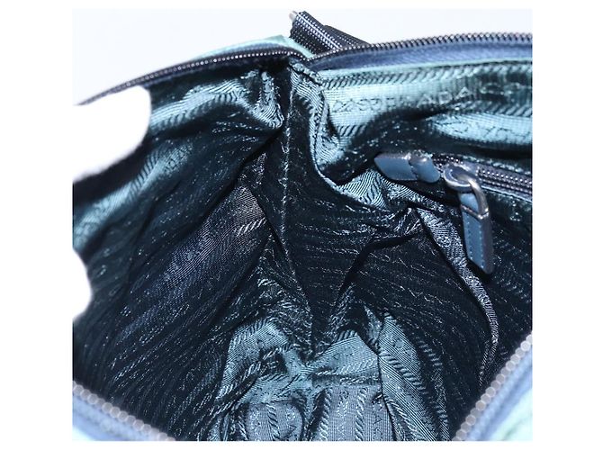 Borsa a Spalla PRADA in Nylon Blu Argento Auth ki6494 - vista 19