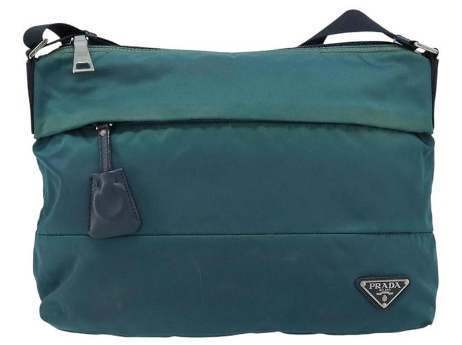 Borsa a Spalla PRADA in Nylon Blu Argento Auth ki6494 - vista 2