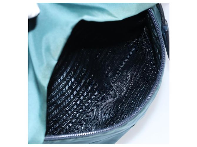 Borsa a Spalla PRADA in Nylon Blu Argento Auth ki6494 - vista 24