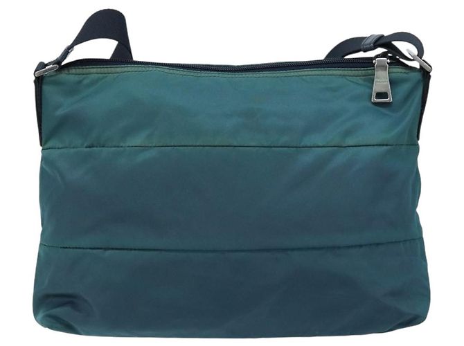 Borsa a Spalla PRADA in Nylon Blu Argento Auth ki6494 - vista 3