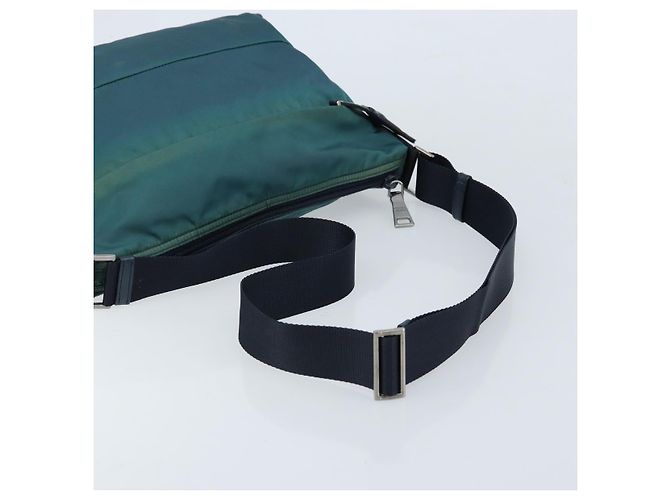 Borsa a Spalla PRADA in Nylon Blu Argento Auth ki6494 - vista 7