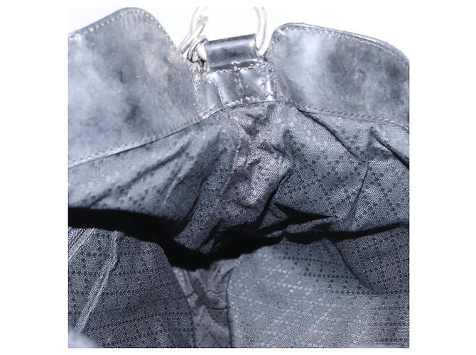 Borsa a mano in nylon Gucci Bamboo 2 vie nera argento 001 1998 1577 Auth ep13375 Nero - vista 19