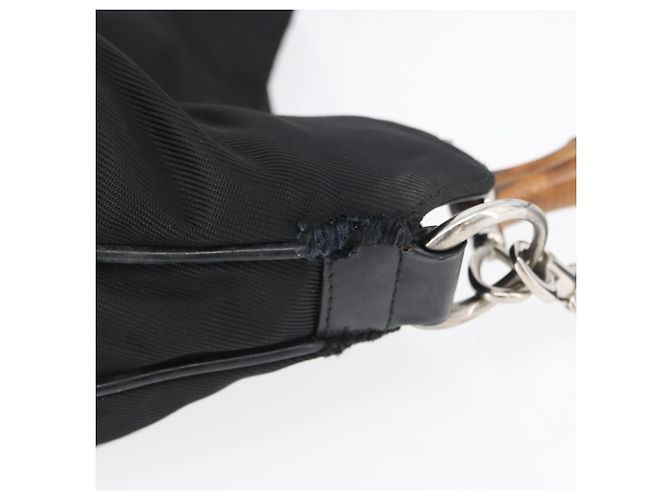 Borsa a mano in nylon Gucci Bamboo 2 vie nera argento 001 1998 1577 Auth ep13375 Nero - vista 5