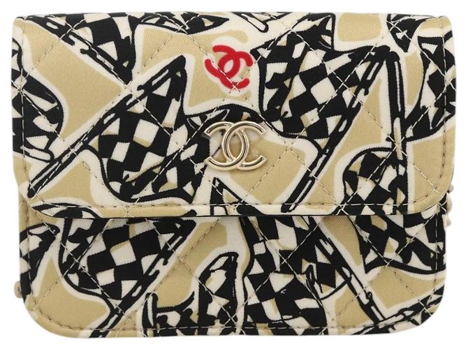 CHANEL Mini Matelassé 12 Sac à Épaule Chaîne Satin Beige Or CC Auth LNZ407M Doré - vue 2