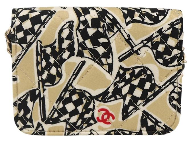CHANEL Mini Matelassé 12 Sac à Épaule Chaîne Satin Beige Or CC Auth LNZ407M Doré - vue 3