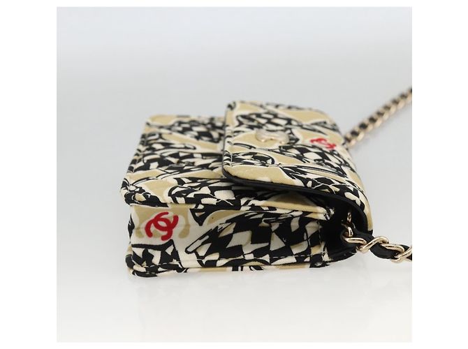CHANEL Mini Matelassé 12 Sac à Épaule Chaîne Satin Beige Or CC Auth LNZ407M Doré - vue 5