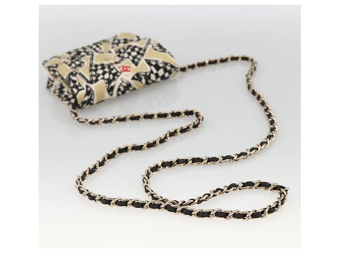CHANEL Mini Matelassé 12 Sac à Épaule Chaîne Satin Beige Or CC Auth LNZ407M Doré - vue 7
