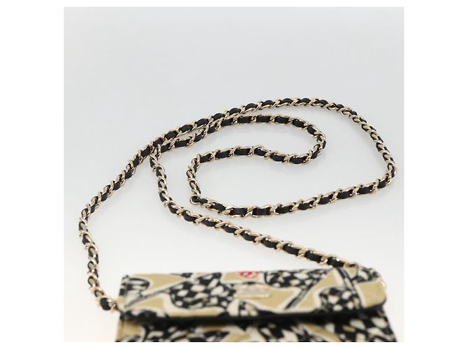 CHANEL Mini Matelassé 12 Sac à Épaule Chaîne Satin Beige Or CC Auth LNZ407M Doré - vue 8