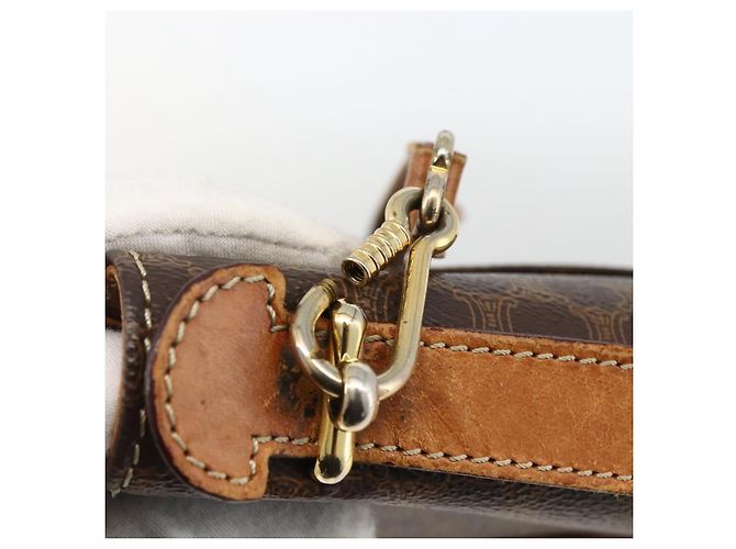 Céline Borsa a mano in tela Macadam CELINE in pelle PVC 2 in 1 marrone oro Auth ARZ225 - vista 16