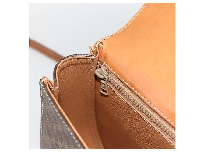 Céline Borsa a mano in tela Macadam CELINE in pelle PVC 2 in 1 marrone oro Auth ARZ225 - vista 23
