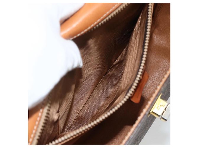 Céline Borsa a mano in tela Macadam CELINE in pelle PVC 2 in 1 marrone oro Auth ARZ225 - vista 24