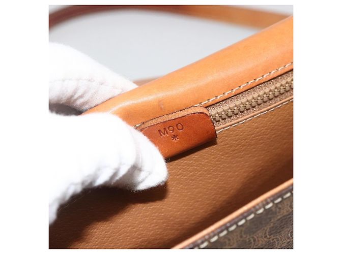 Céline Borsa a mano in tela Macadam CELINE in pelle PVC 2 in 1 marrone oro Auth ARZ225 - vista 25