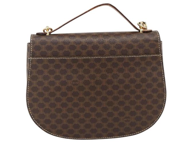 Céline Borsa a mano in tela Macadam CELINE in pelle PVC 2 in 1 marrone oro Auth ARZ225 - vista 3