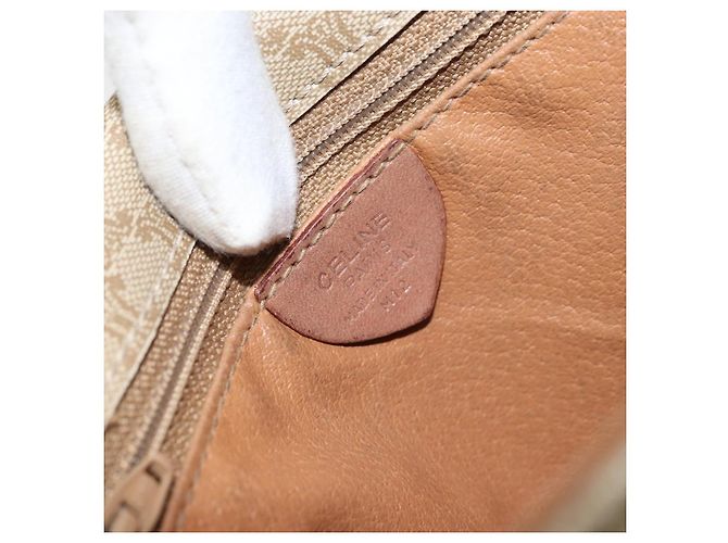 Céline Borsa a Spalla in Tela Macadam CELINE PVC Beige Oro Auth ARZ209 D'oro - vista 16