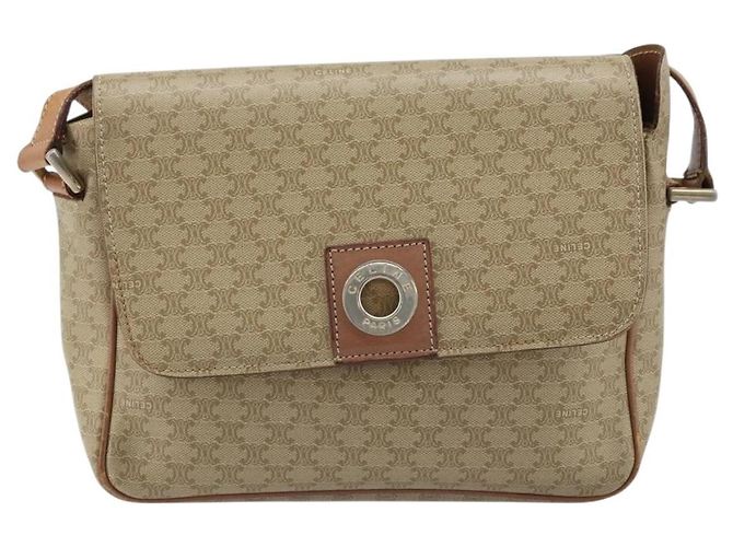 Céline Borsa a Spalla in Tela Macadam CELINE PVC Beige Oro Auth ARZ209 D'oro - vista 2