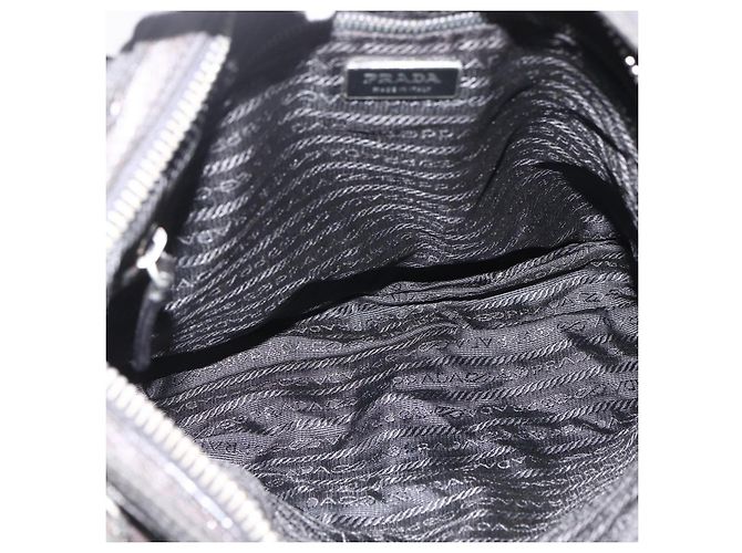 Borsa a Spalla PRADA in Nylon Pelle Nera Argento Autentica 172902 Nero - vista 17