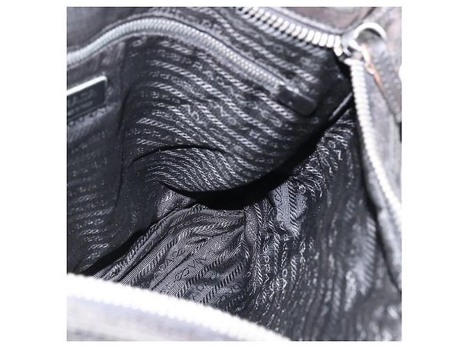 Borsa a Spalla PRADA in Nylon Pelle Nera Argento Autentica 172902 Nero - vista 18