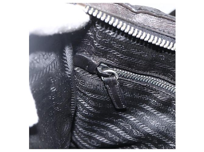 Borsa a Spalla PRADA in Nylon Pelle Nera Argento Autentica 172902 Nero - vista 20